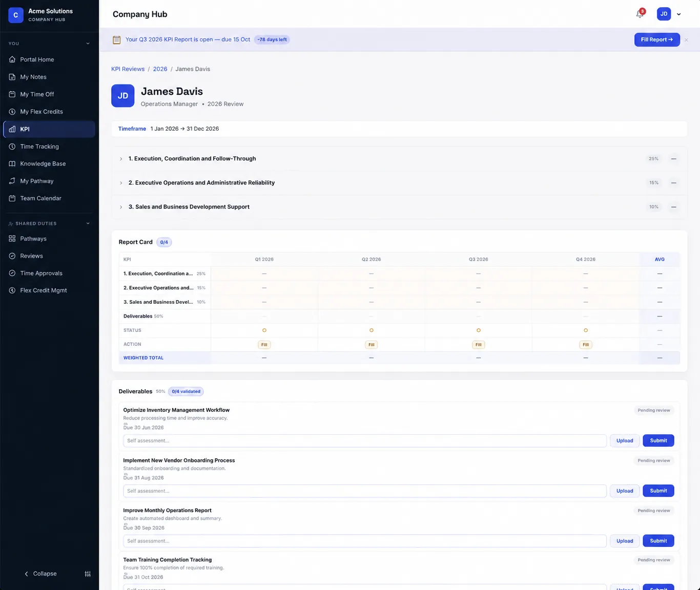 Company hub knowledge base