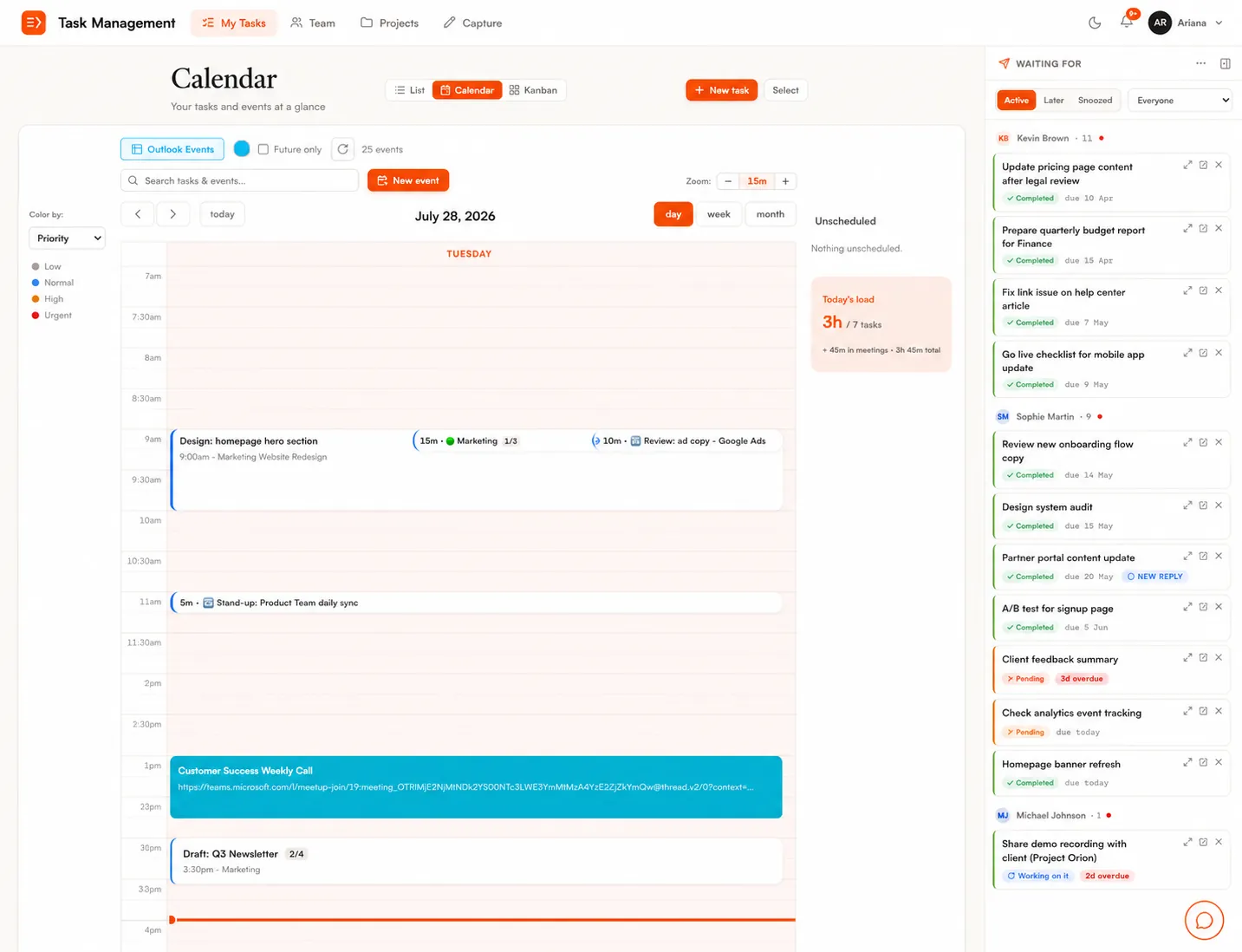 Task management app Kanban view