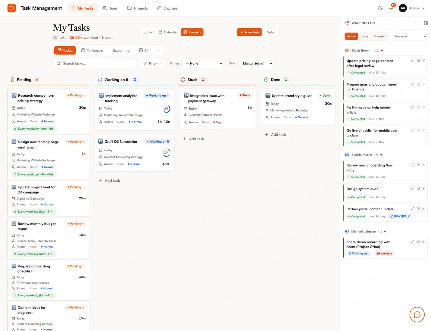 Task management app calendar view